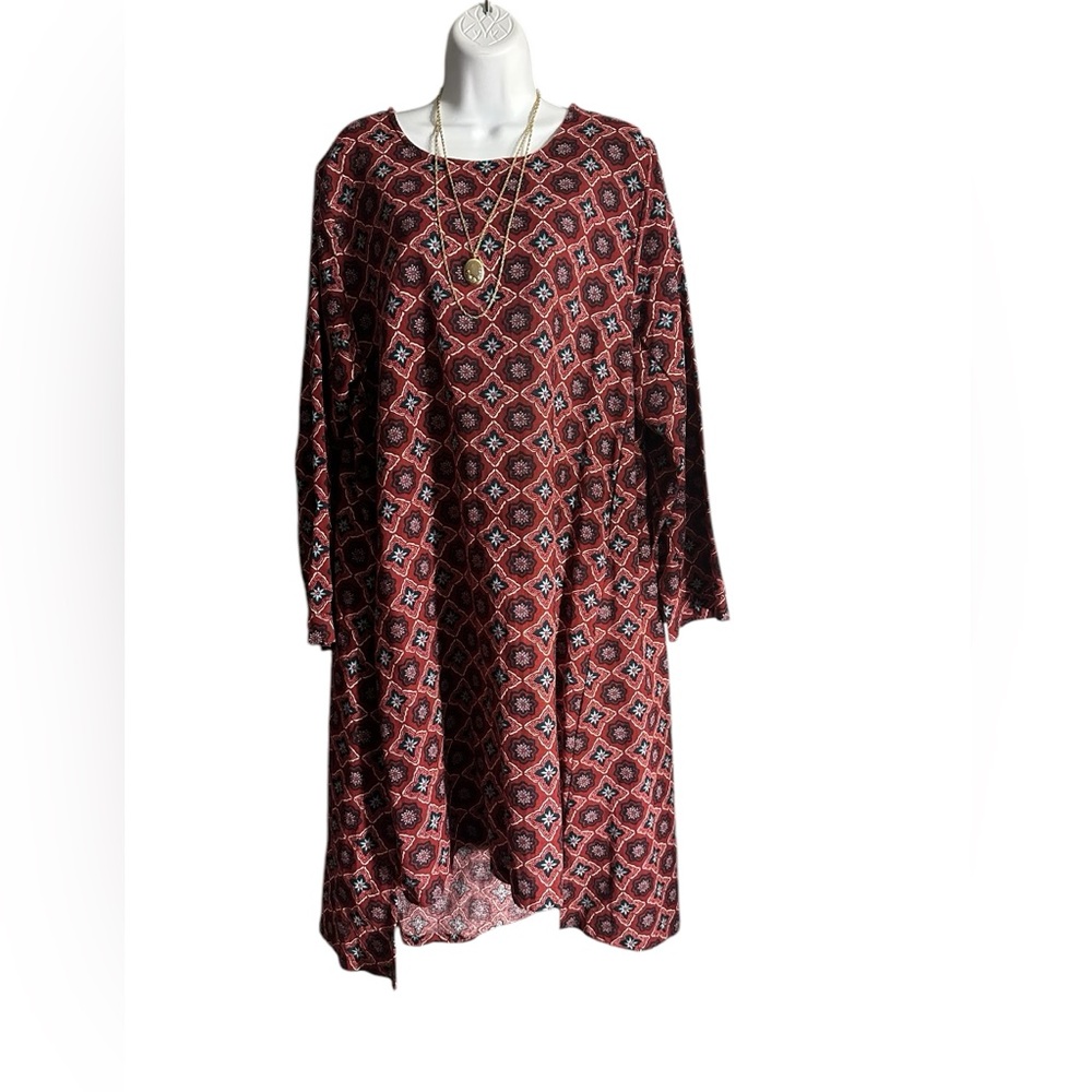 Sacred Threads Red and Black Patterned Dress